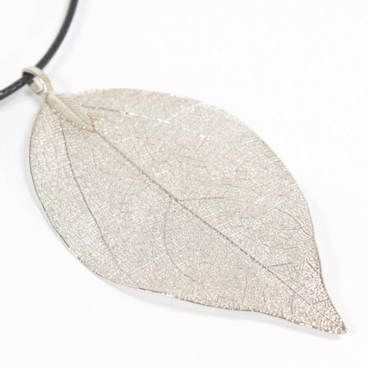 Silver Bravery Leaf Necklace