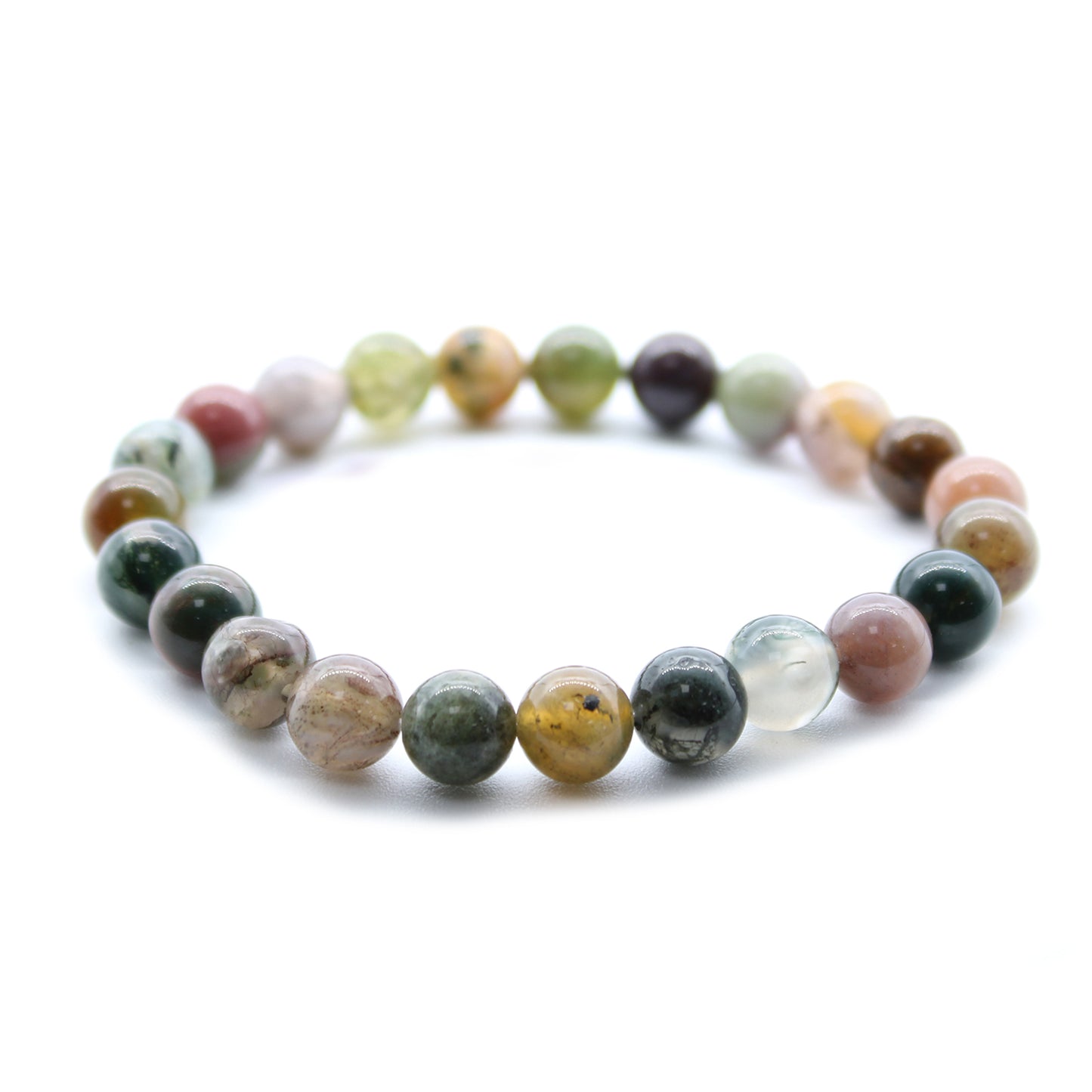 Moss Agate Beaded Bracelet 8mm