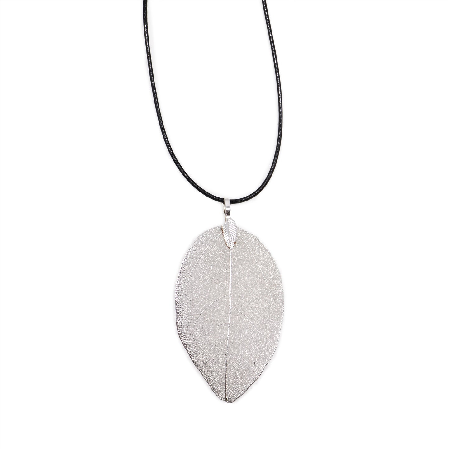 Silver Bravery Leaf Necklace