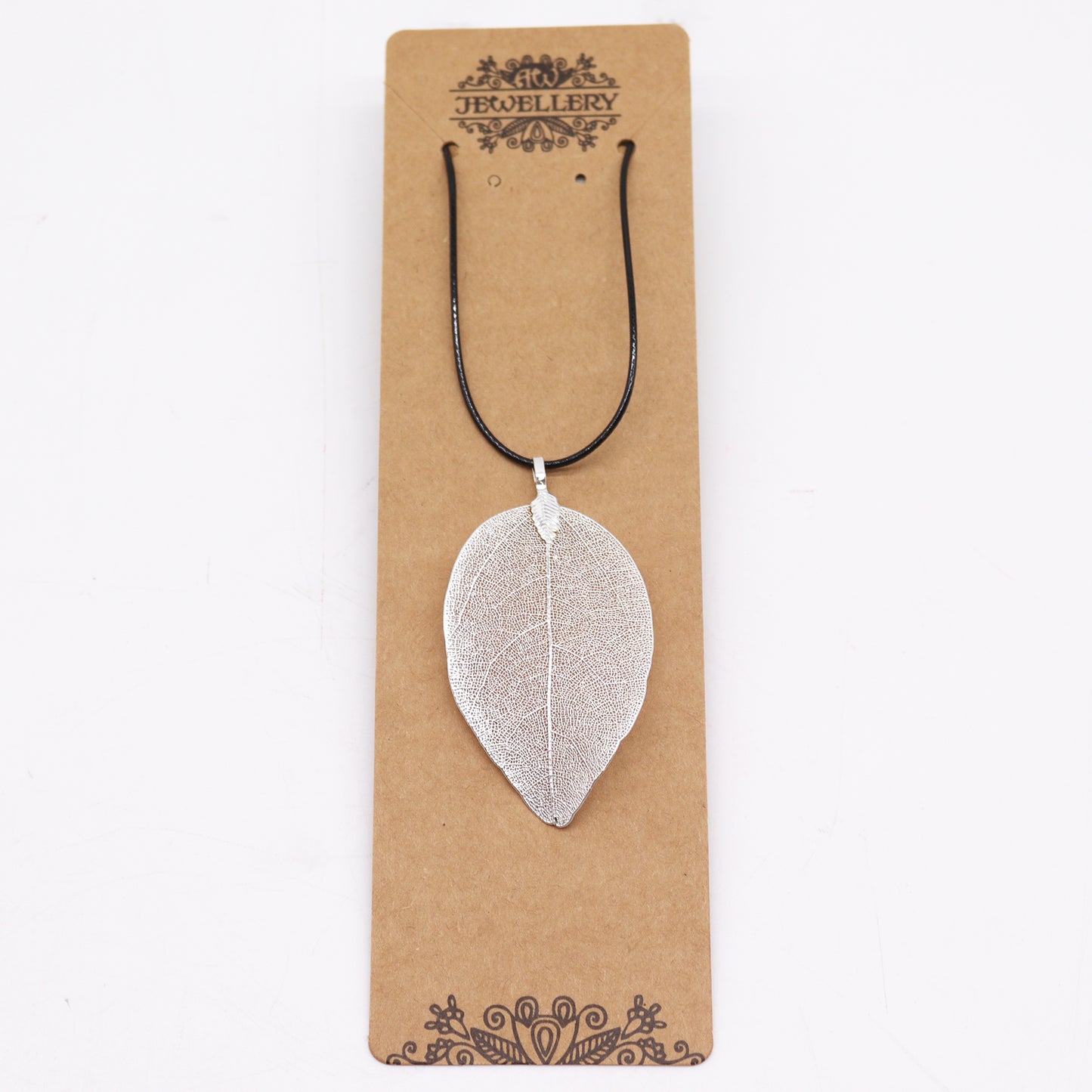 Silver Bravery Leaf Necklace