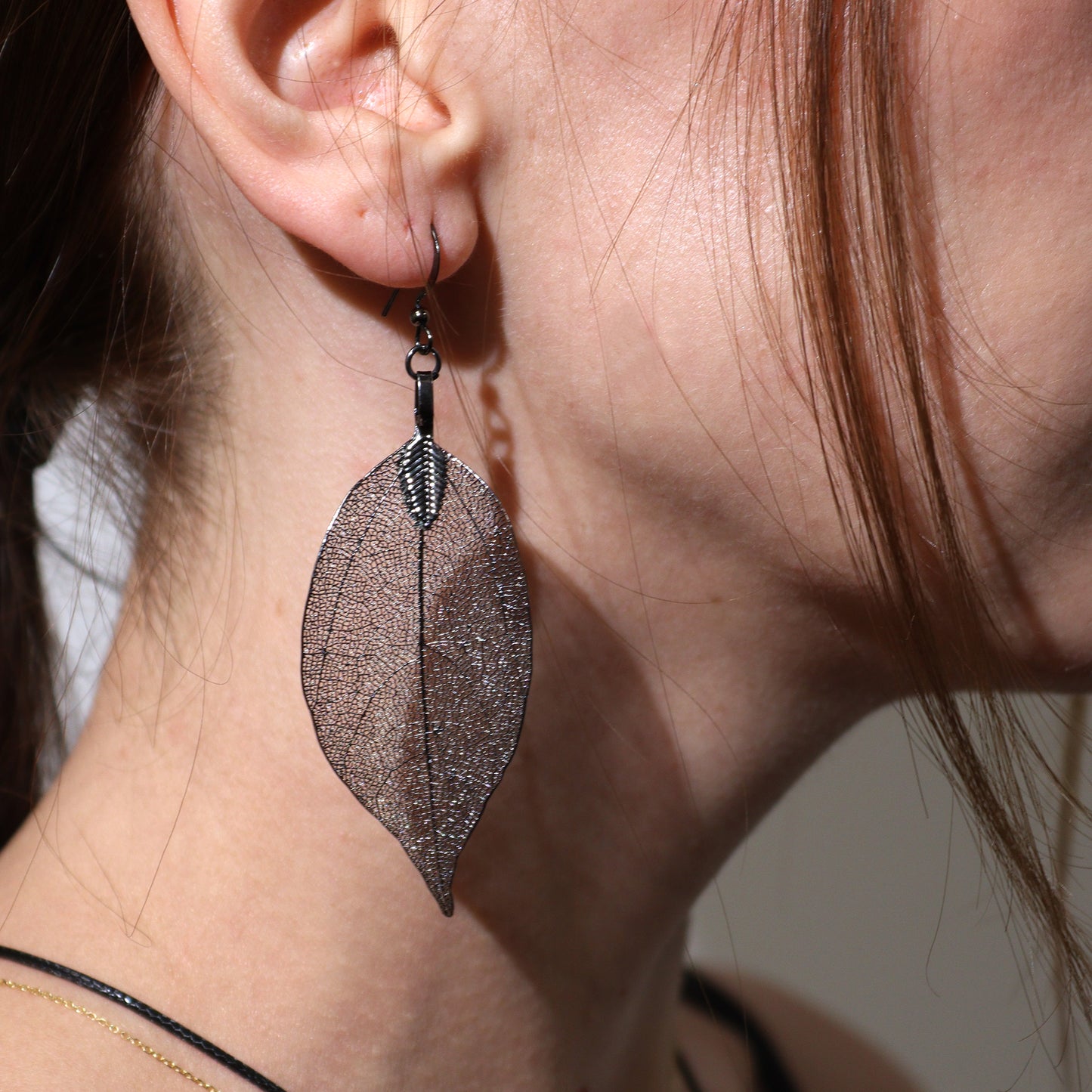 Pewter Bravery Leaf Necklace & Earring Set