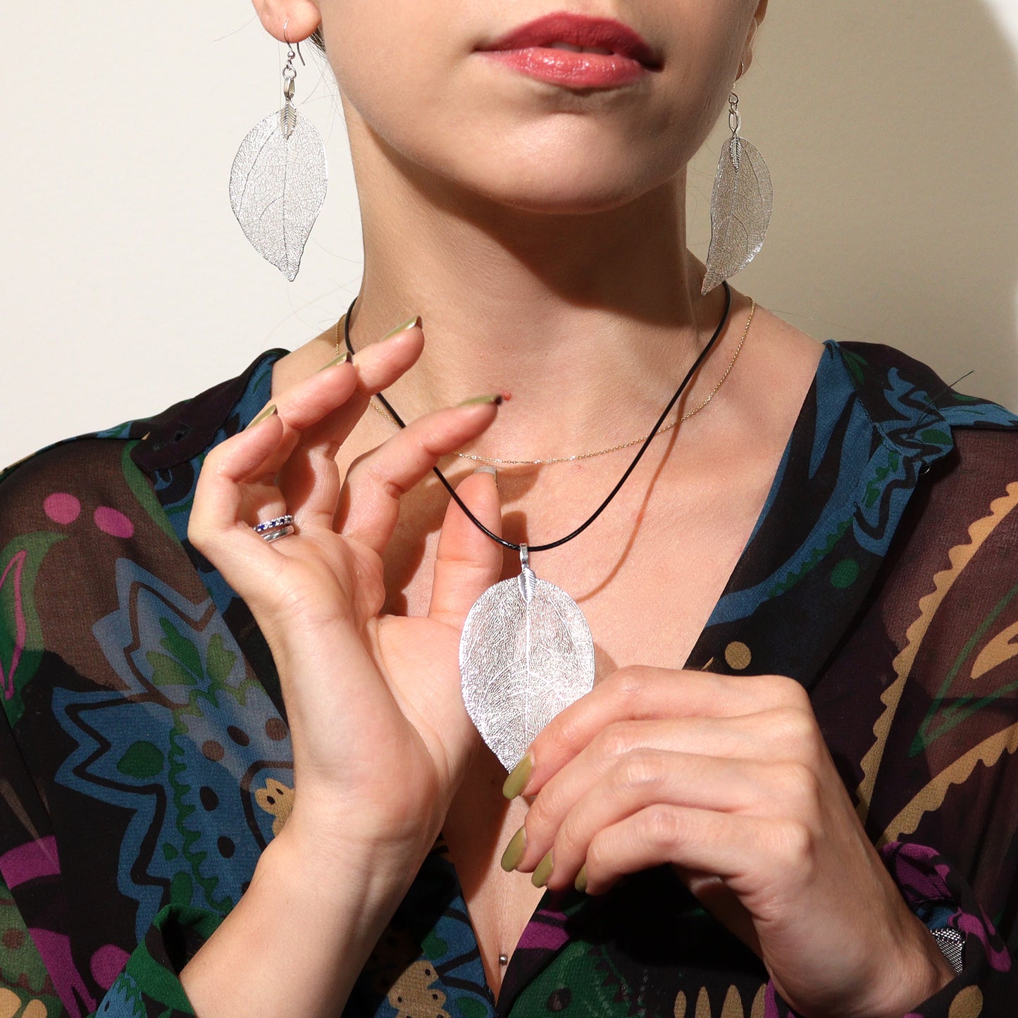 Silver Bravery Leaf Necklace