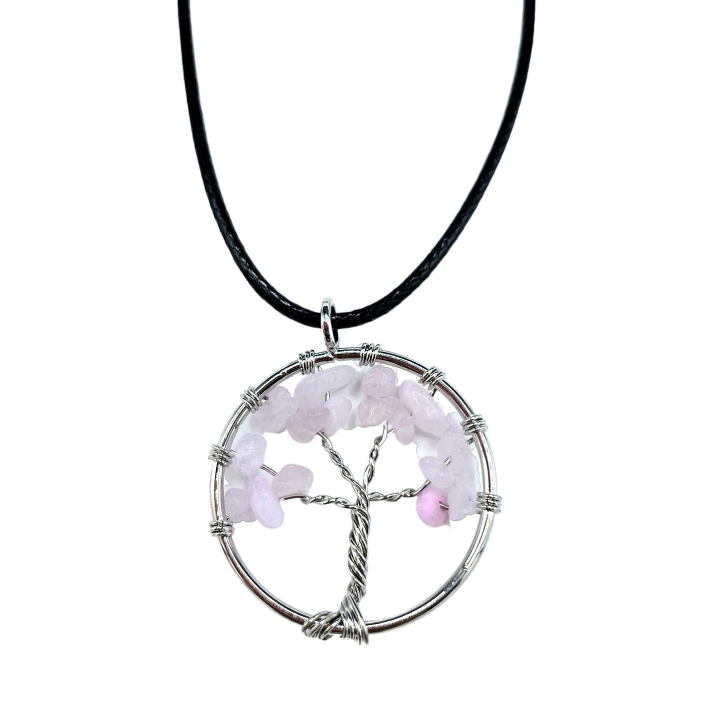 Rose Quartz Tree Of Life Pendant