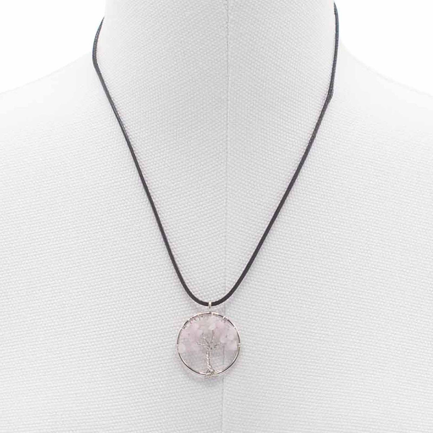 Rose Quartz Tree Of Life Pendant