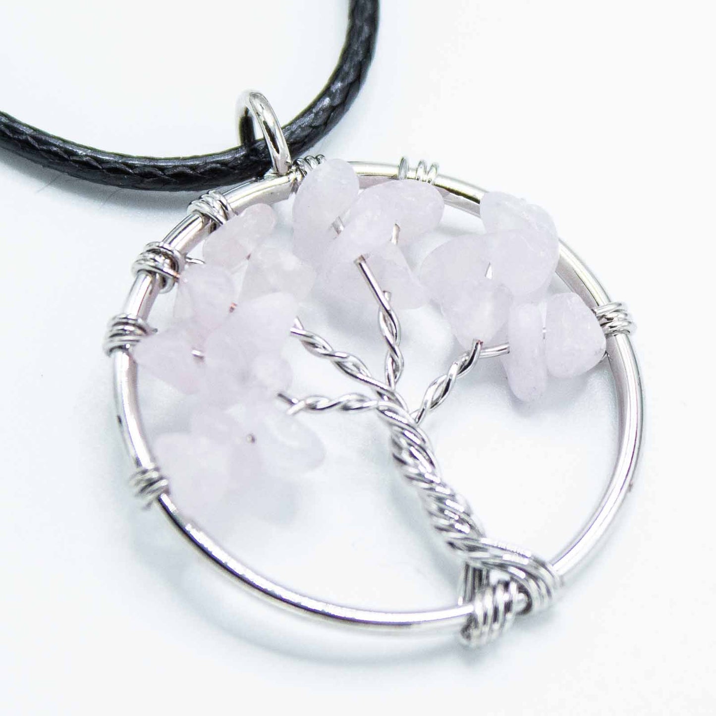 Rose Quartz Tree Of Life Pendant