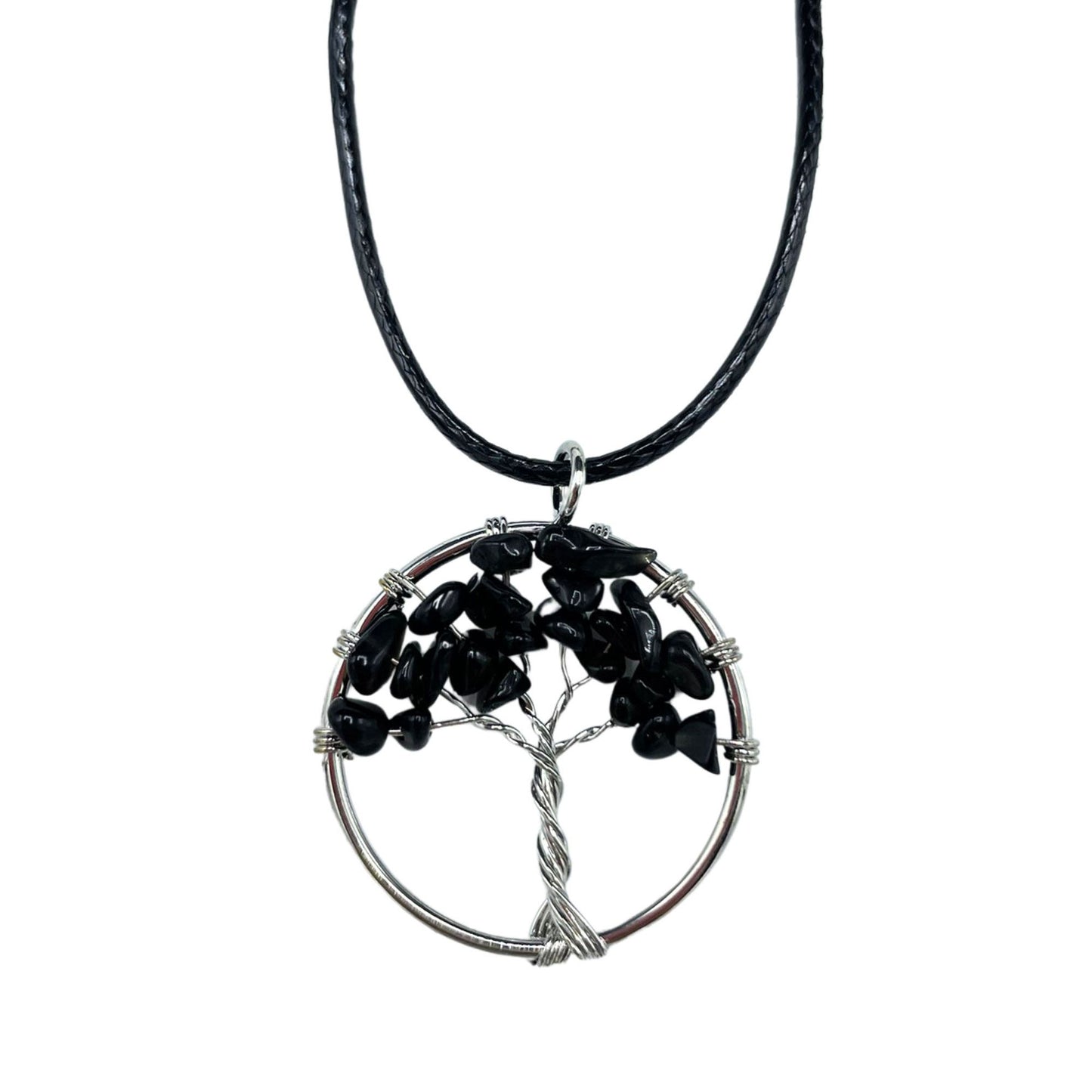 Black Agate Tree Of Life Pendant