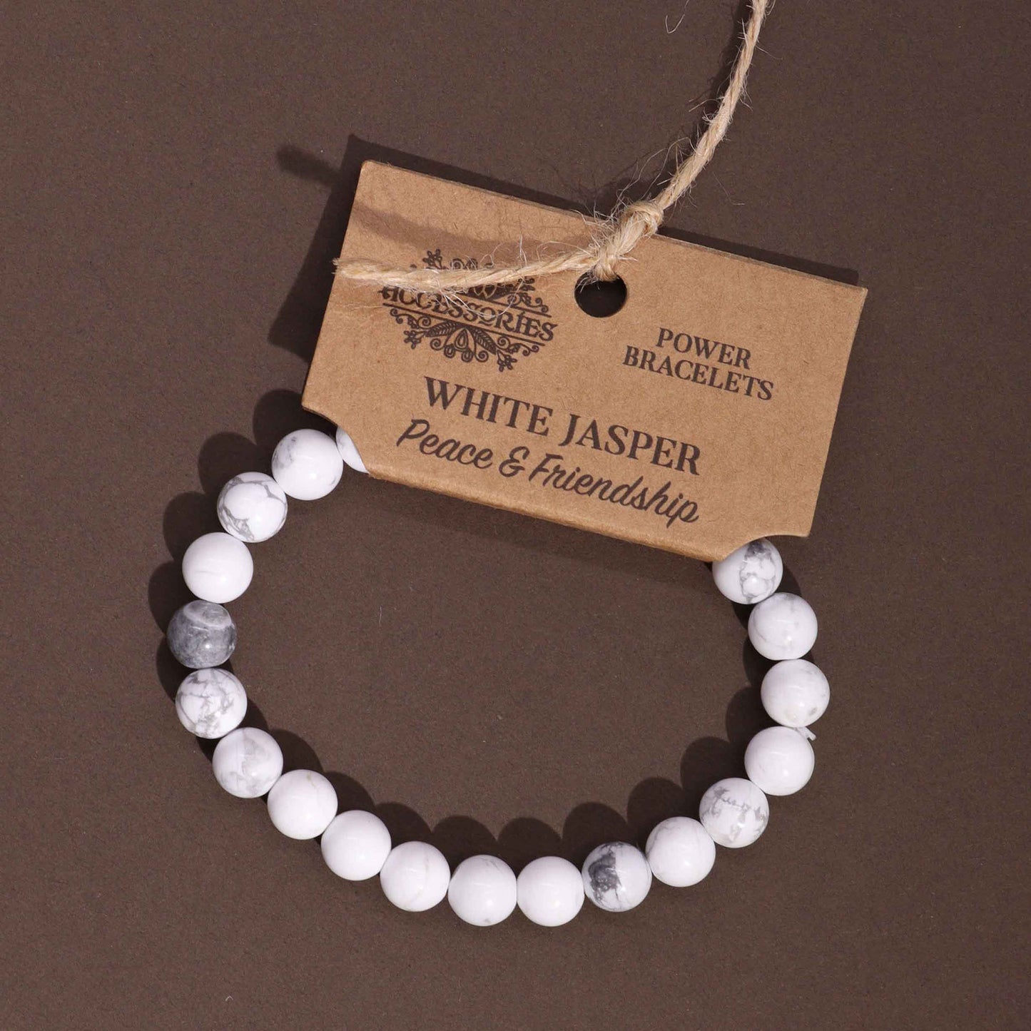 White Jasper Beaded Bracelet 8mm