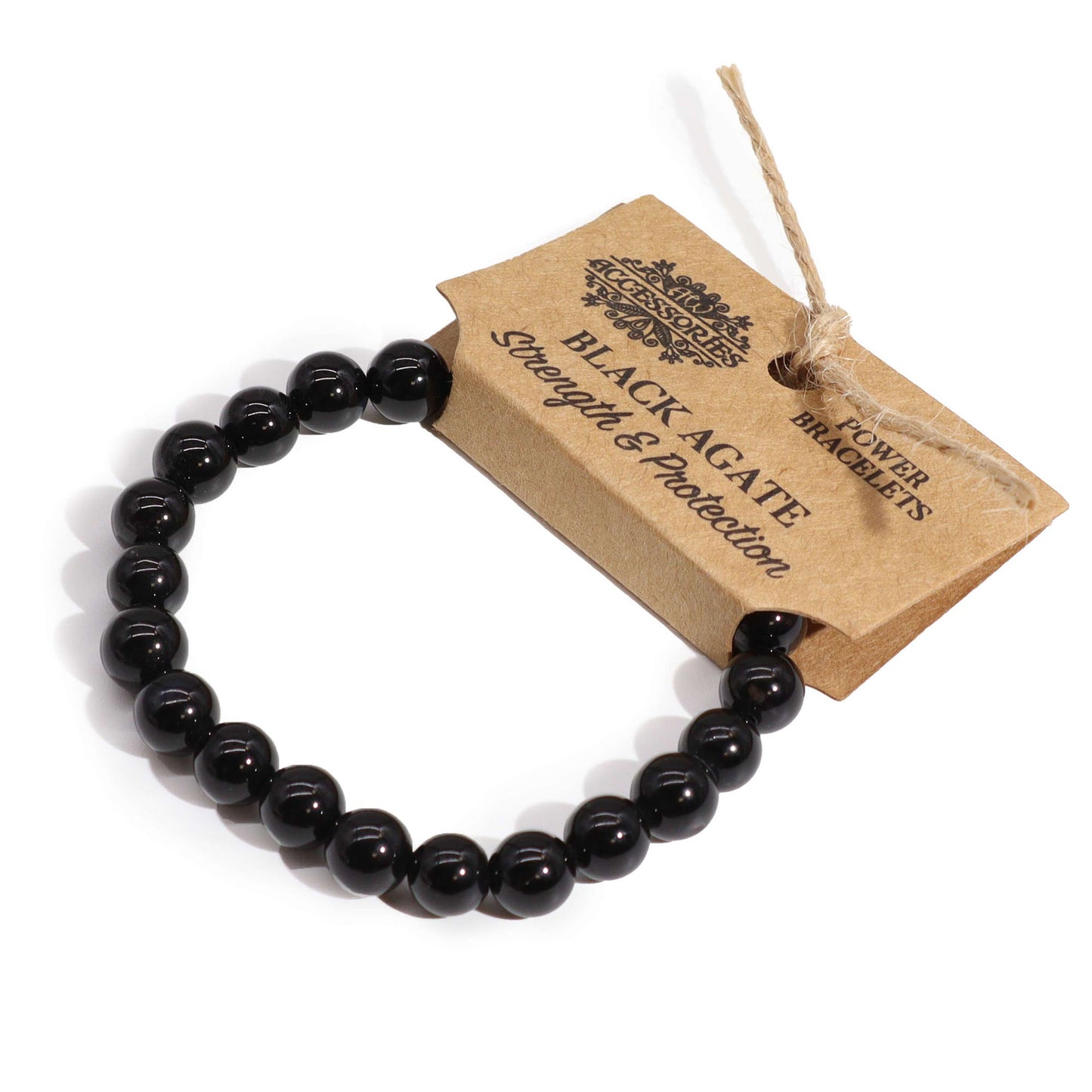 Black Agate Beaded Bracelet 8mm
