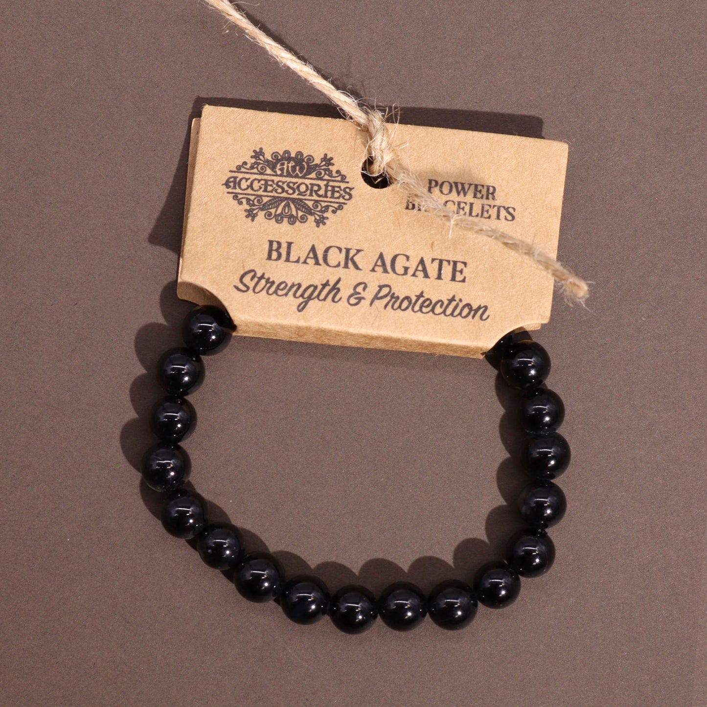 Black Agate Beaded Bracelet 8mm