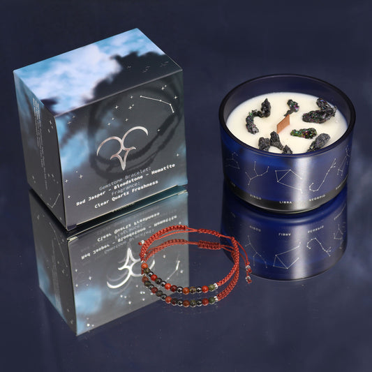 Zodiac Crystal Soy Candle with Crystal Bracelet - Aries