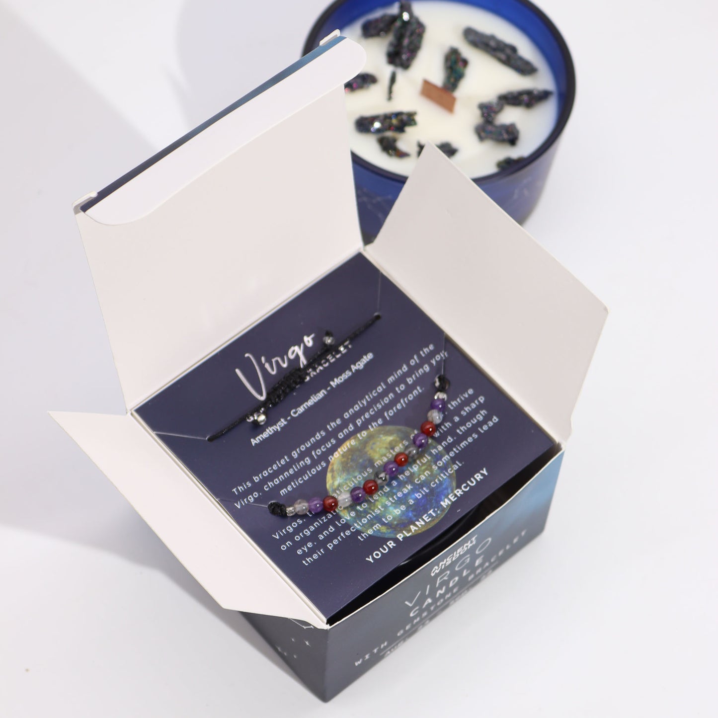 Zodiac Crystal Soy Candle with Crystal Bracelet - Virgo
