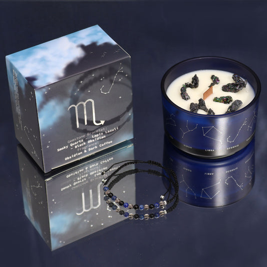 Zodiac Crystal Soy Candle with Crystal Bracelet - Scorpio