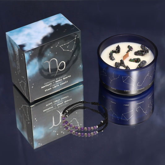 Zodiac Crystal Soy Candle with Crystal Bracelet - Capricorn