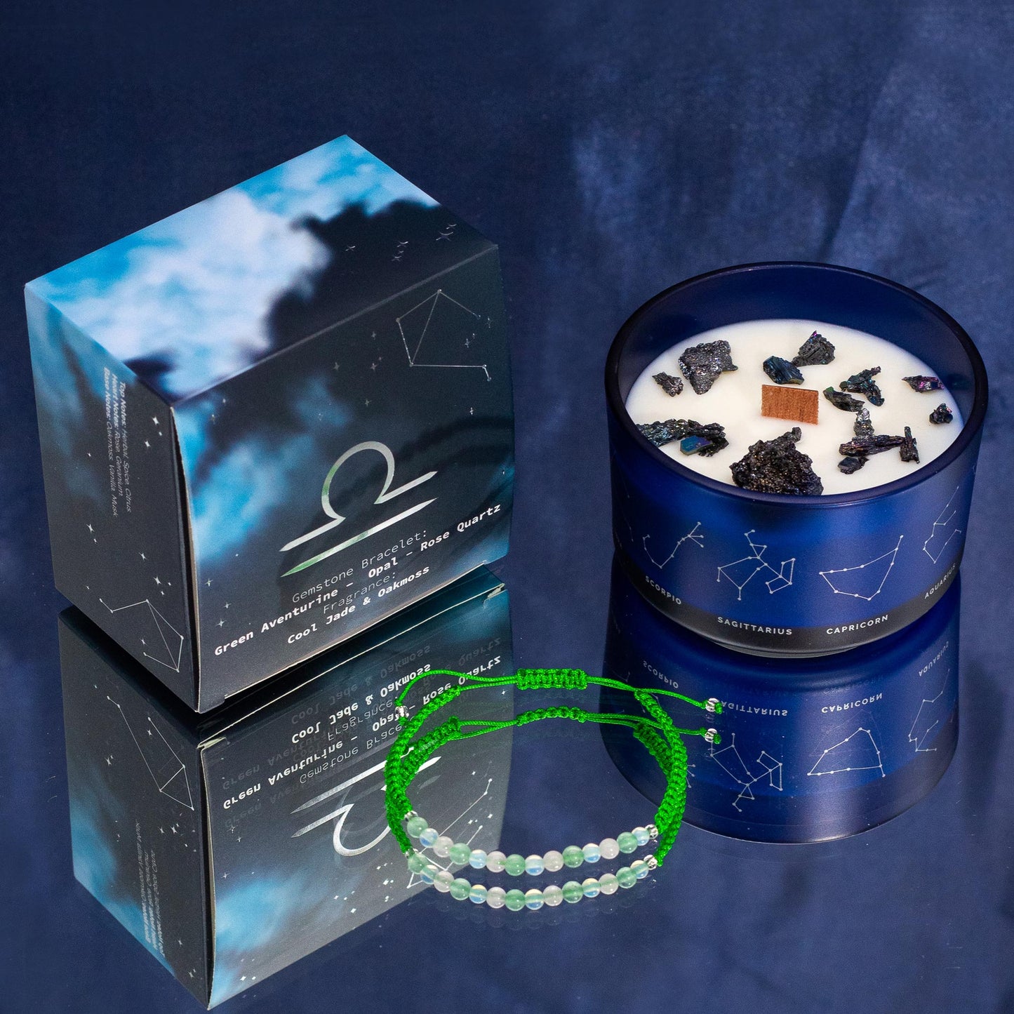Zodiac Crystal Soy Candle with Crystal Bracelet - Libra
