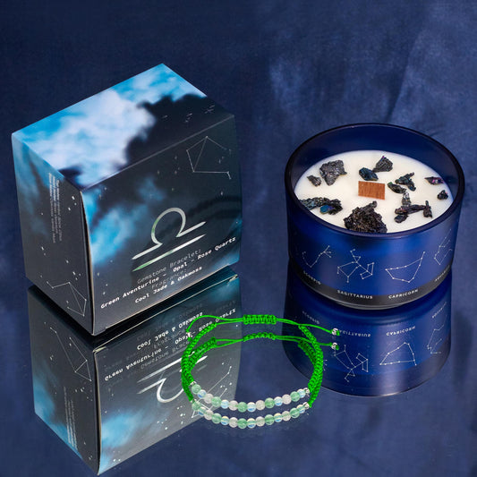 Zodiac Crystal Soy Candle with Crystal Bracelet - Libra