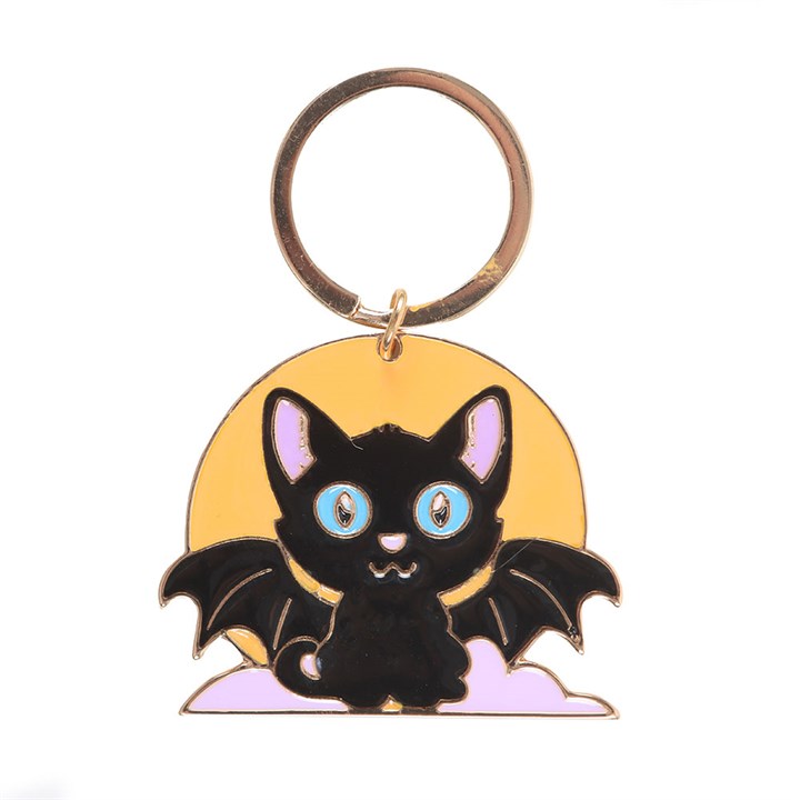 In My Witch Era Bat Cat and Moon Enamel Keyring