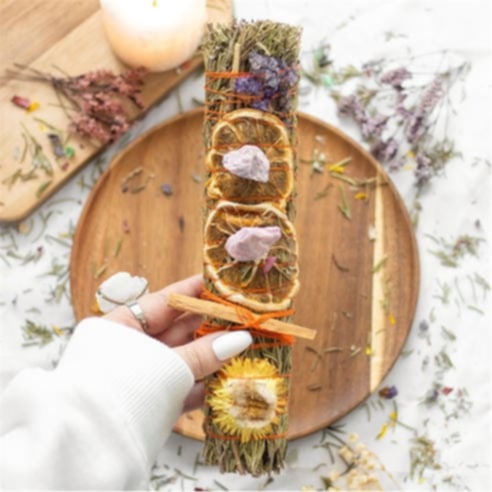9in Ritual Wand Smudge Stick with Rosemary, Lavender, and Orange