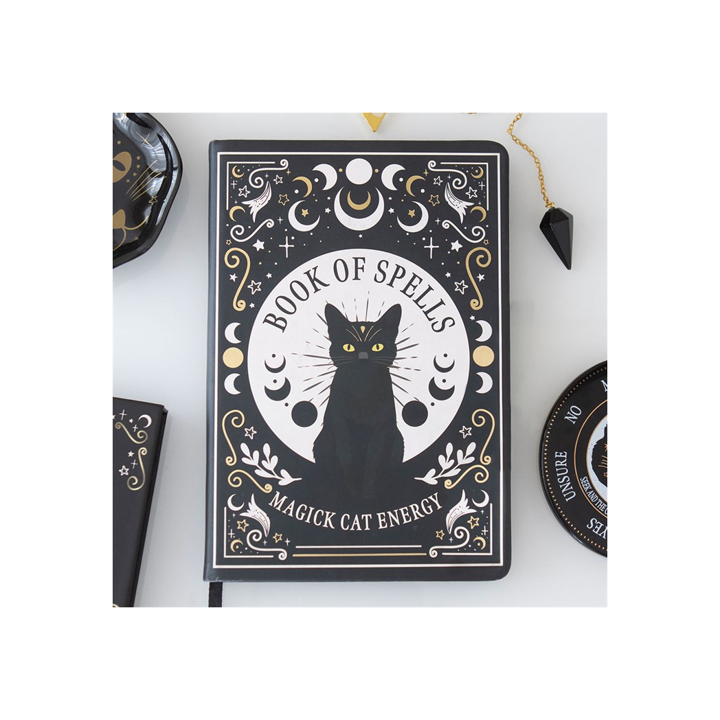 Black Cat Magick Book of Spells A5 Notebook with Pen