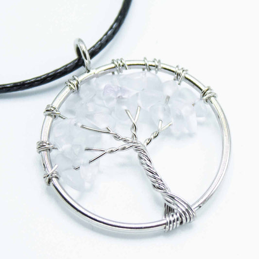 Clear Quartz Tree Of Life Pendant