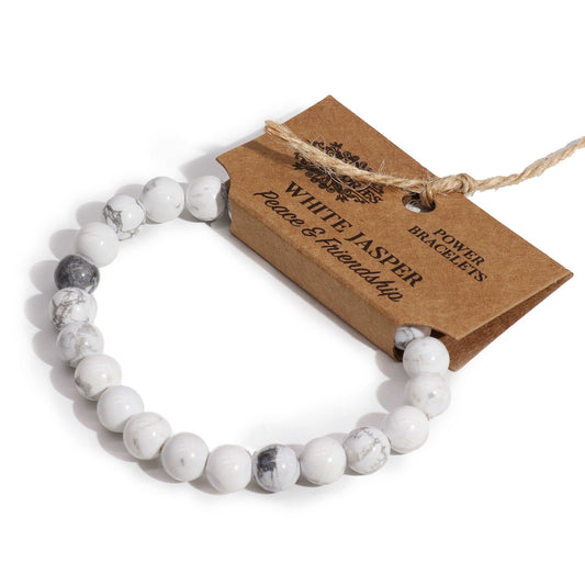 White Jasper Beaded Bracelet 8mm