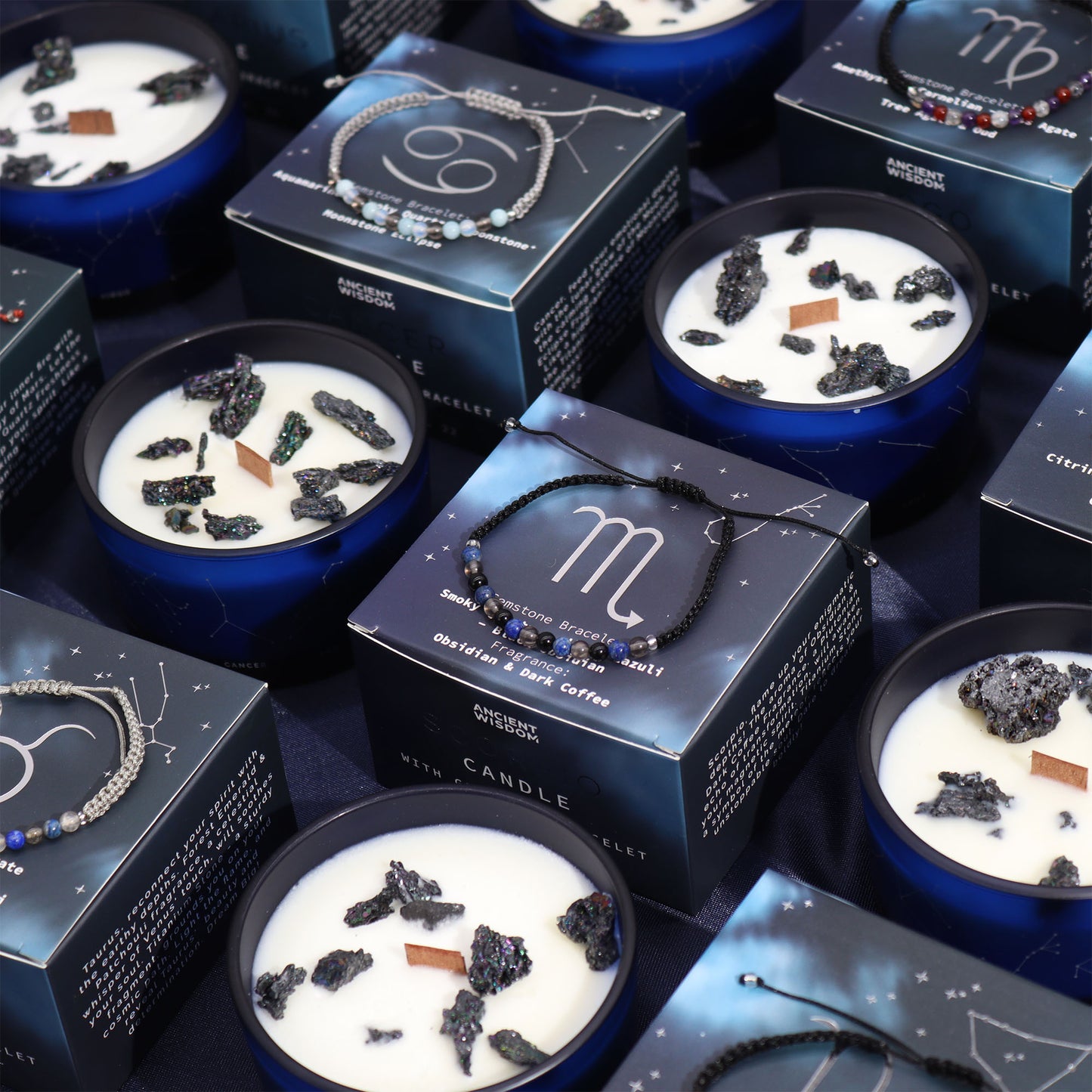 Zodiac Crystal Soy Candle with Crystal Bracelet - Pisces
