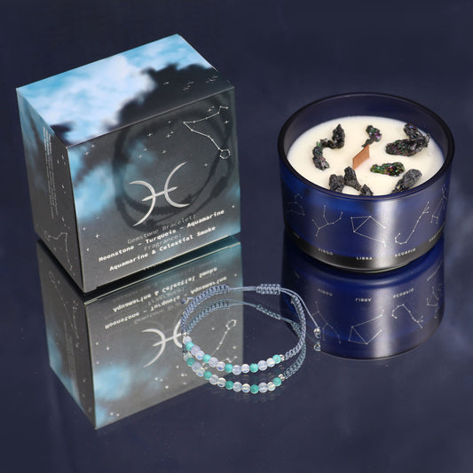 Zodiac Crystal Soy Candle with Crystal Bracelet - Pisces