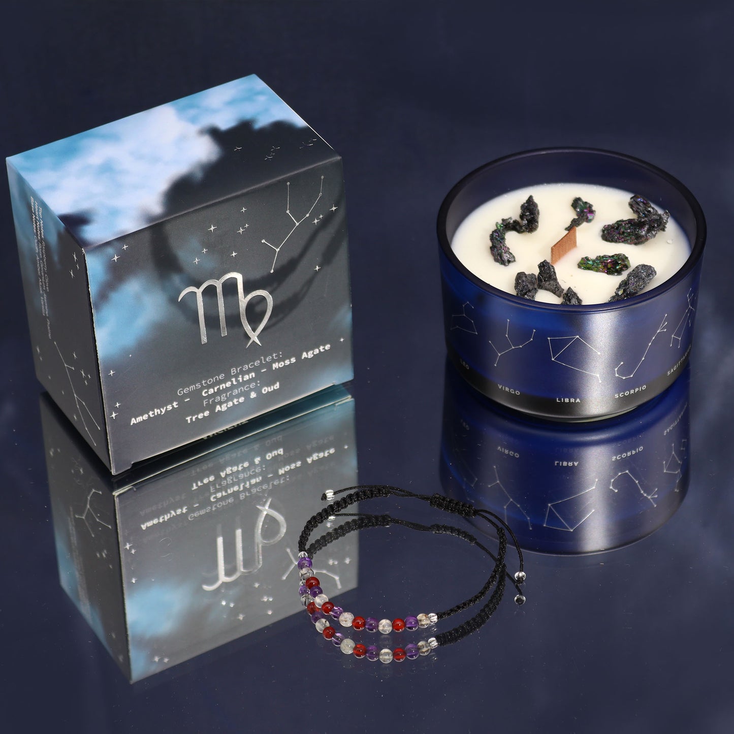 Zodiac Crystal Soy Candle with Crystal Bracelet - Virgo