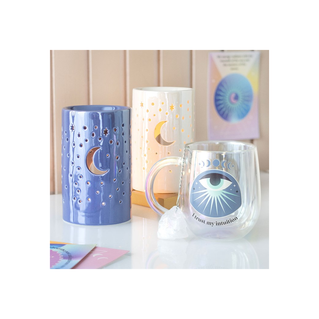 Iridescent Purple Moon Pillar Oil Burner and Wax Warmer