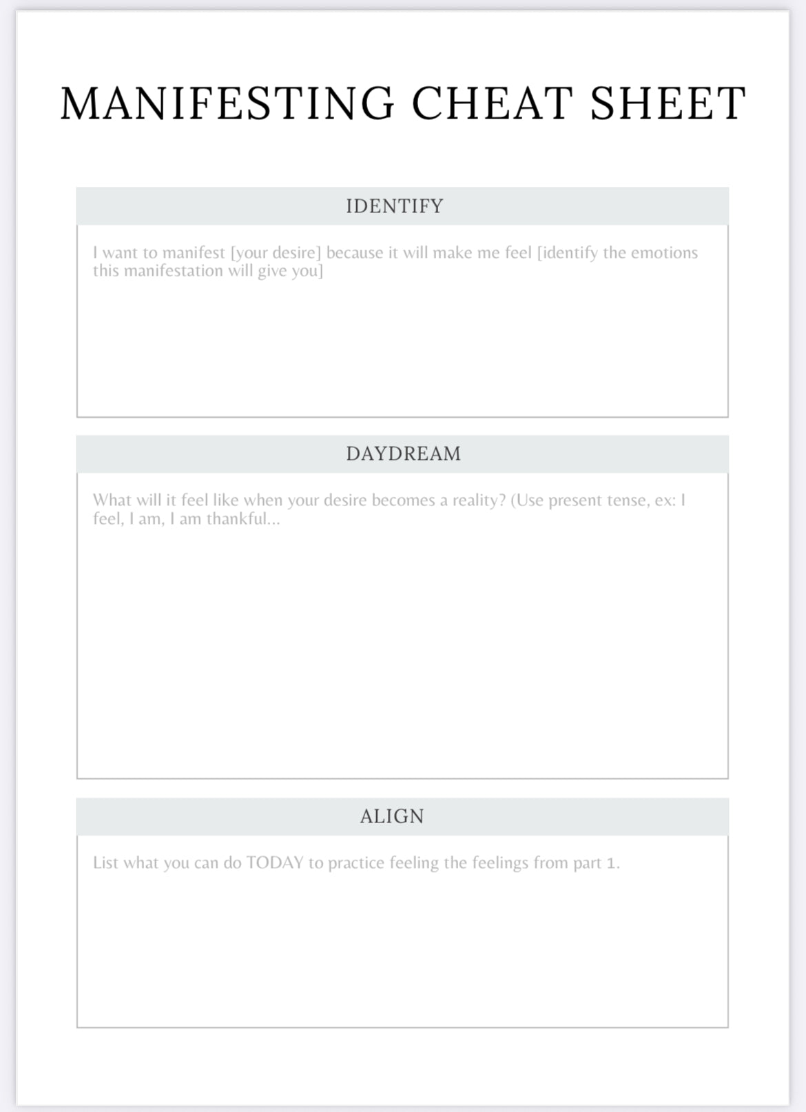Manifestation Planner