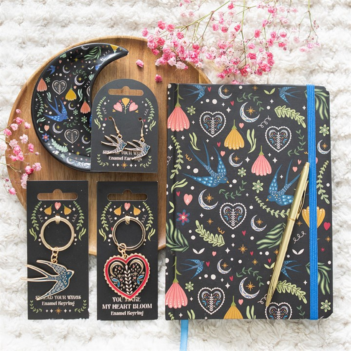 Blue Spread Your Wings Swallow Keyring