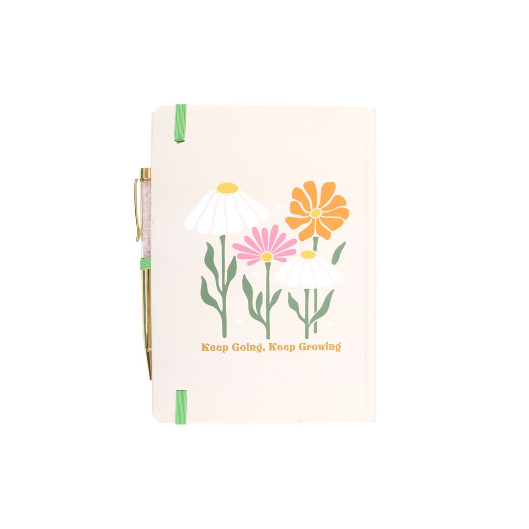 Keep Going, Keep Growing A5 Notebook with Rose Quartz Pen