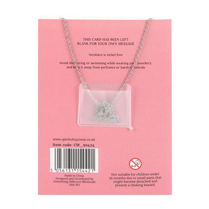 Rose Quartz Crystal Moon Necklace on Greeting Card