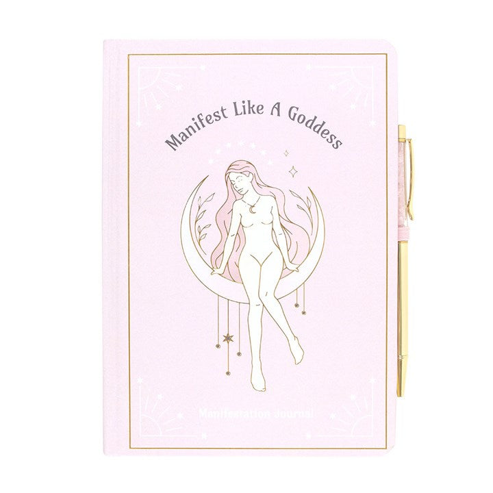 Goddess Energy A5 Manifestation Journal and Rose Quartz Crystal Pen