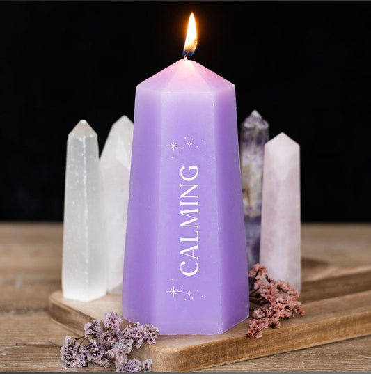 Calming Crystal Candle with Rough Amethyst