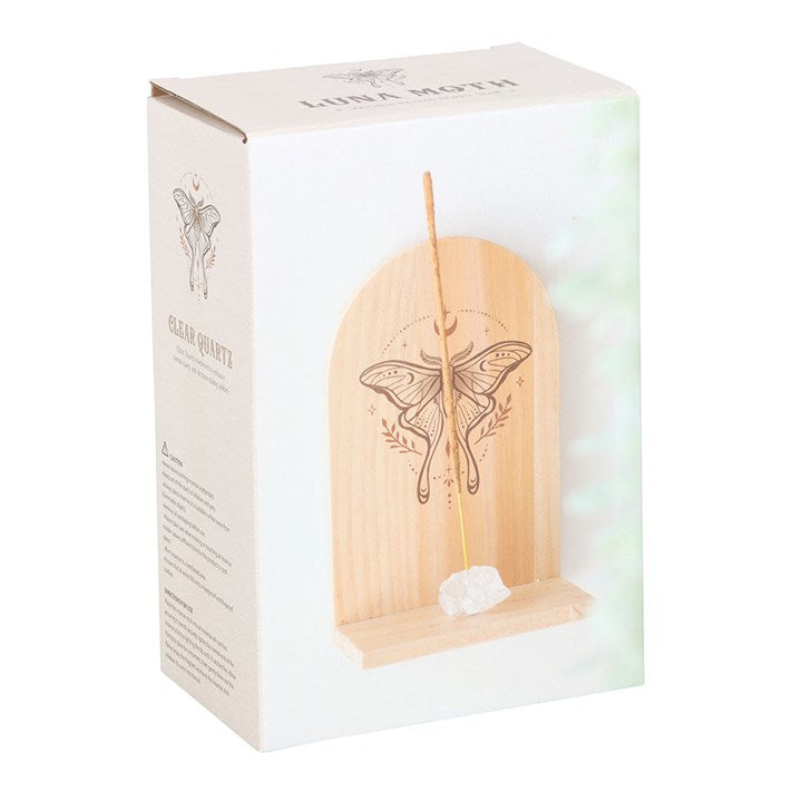 Natural Luna Moth Wooden Incense Holder Shelf