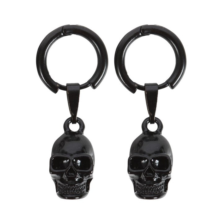 Black Stainless Steel Skull Earrings