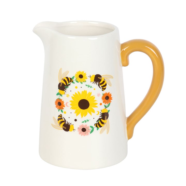 Bee and Sunflower Ceramic Flower Jug