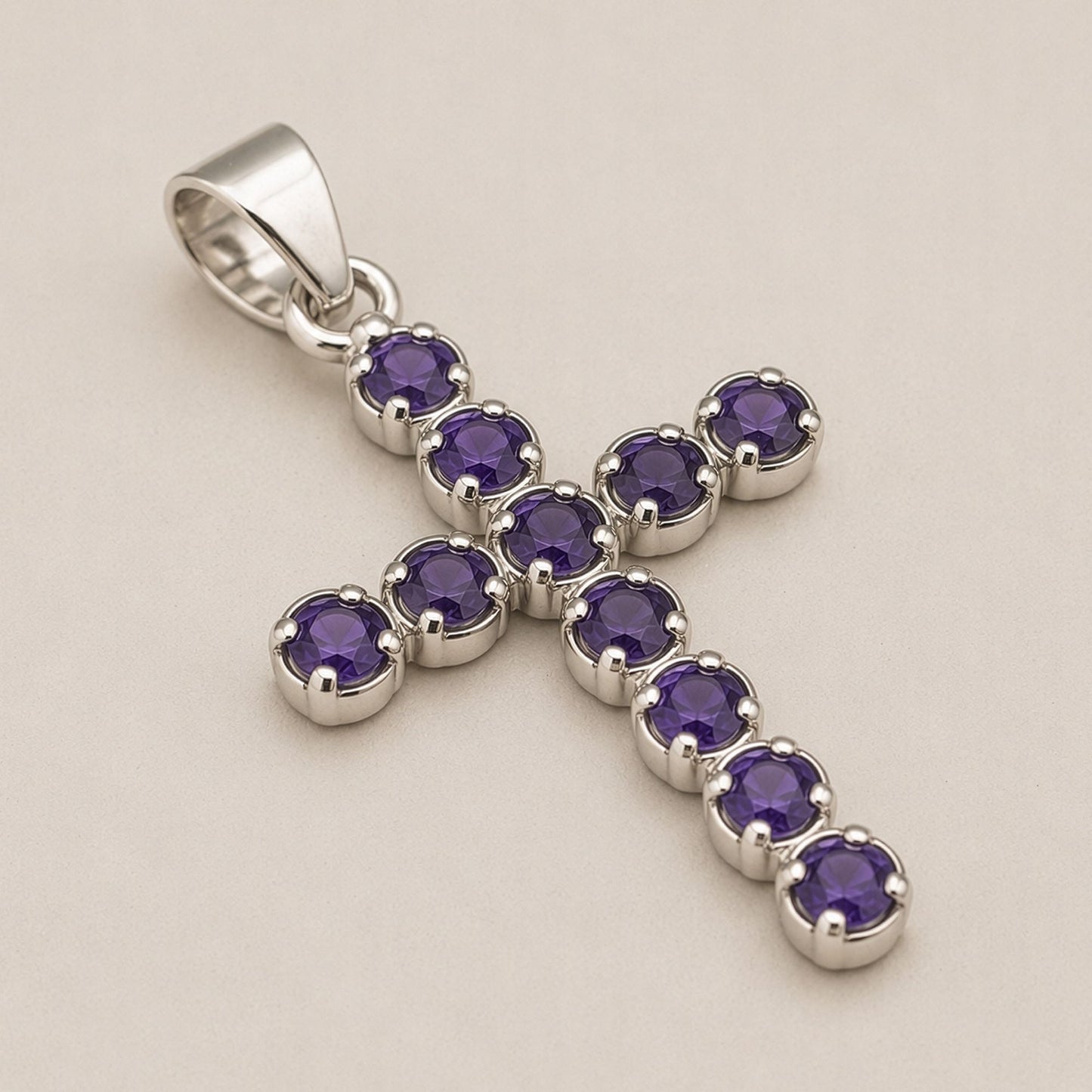 Indian Devotional Pendant - Silver Plated (45cm Chain)- Ionite Crucifix