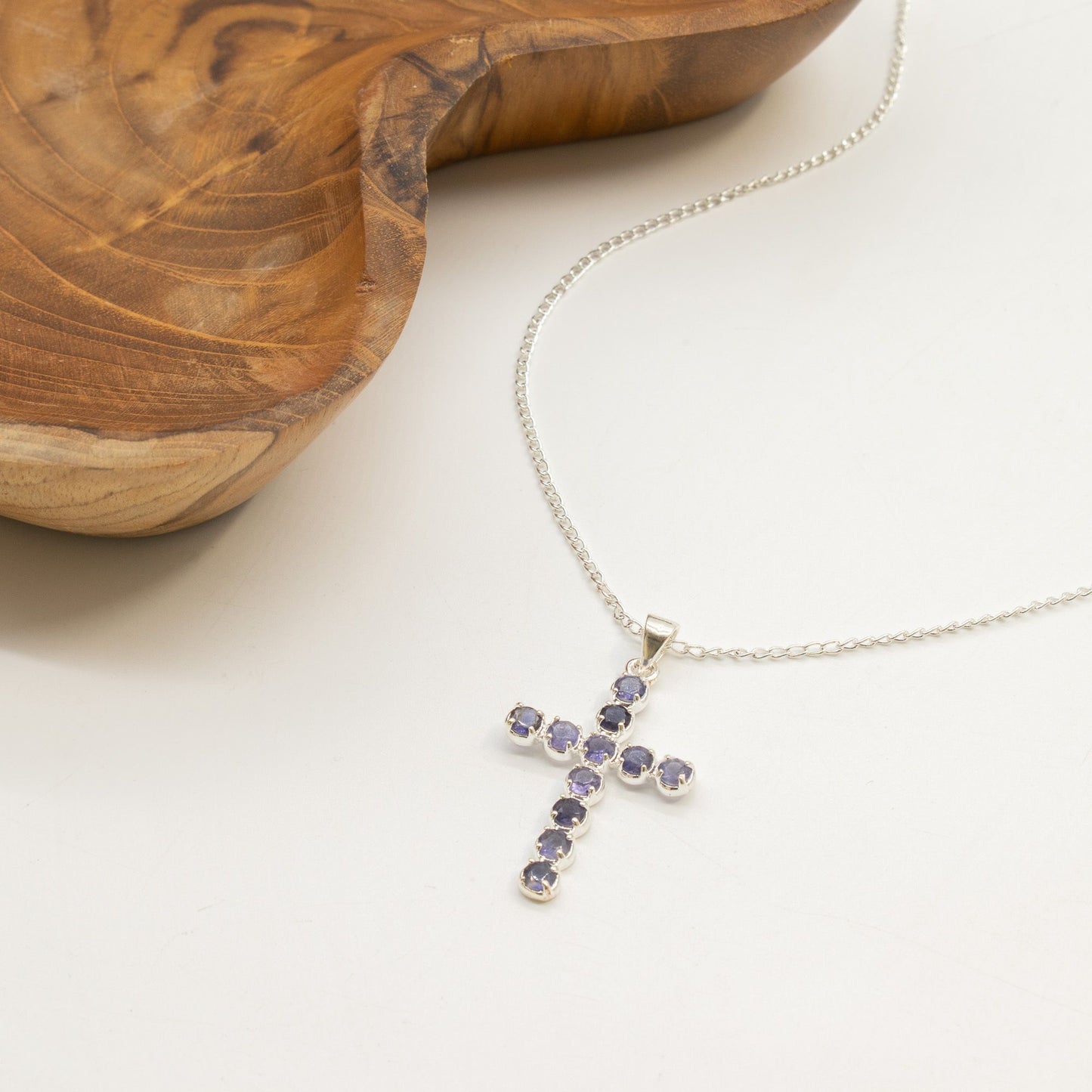 Indian Devotional Pendant - Silver Plated (45cm Chain)- Ionite Crucifix