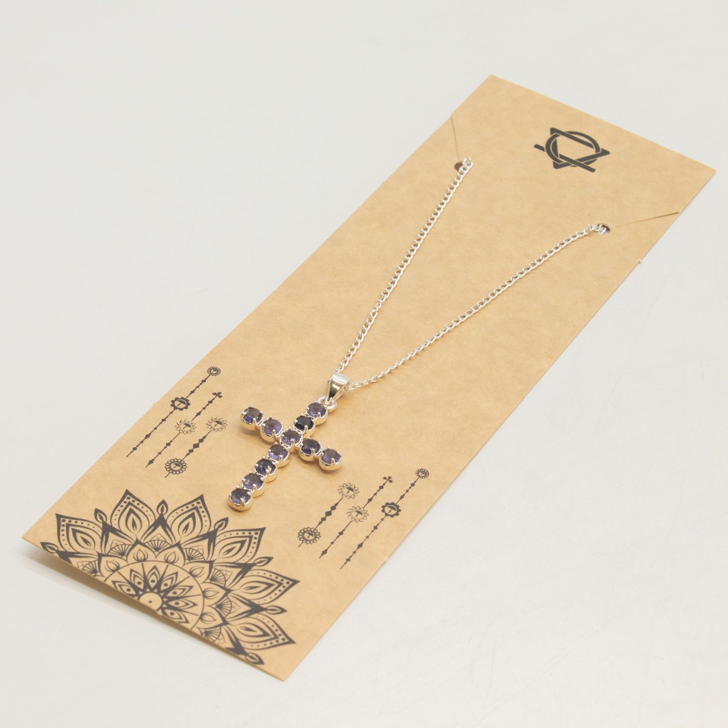 Indian Devotional Pendant - Silver Plated (45cm Chain)- Ionite Crucifix