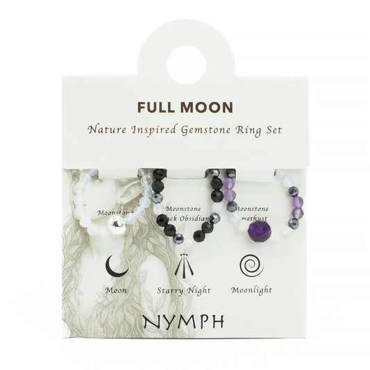 Nymph Spirit Gemstone Ring Set - Full Moon