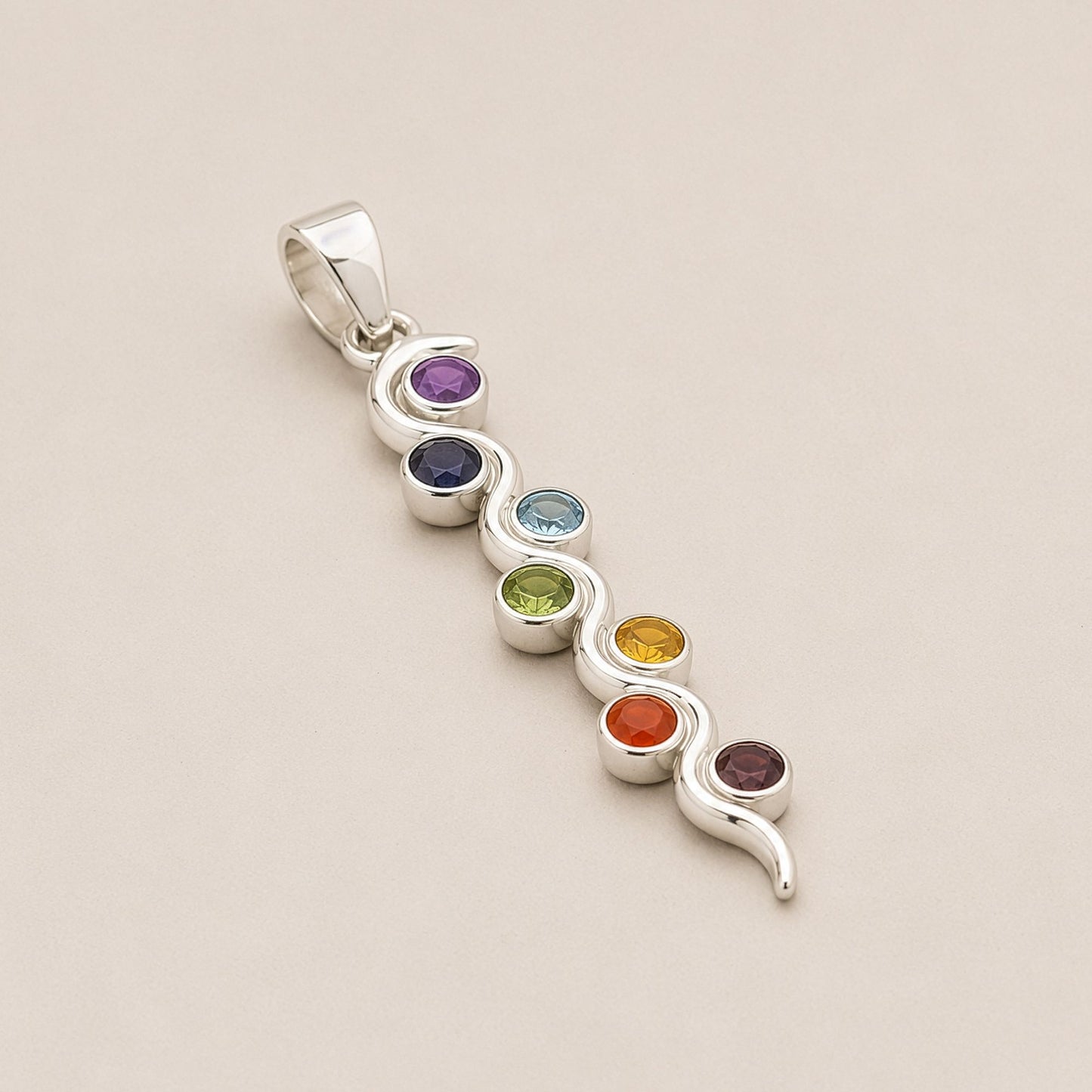 Indian Devotional Pendant - Silver Plated (45cm Cord)- Snake Chakra