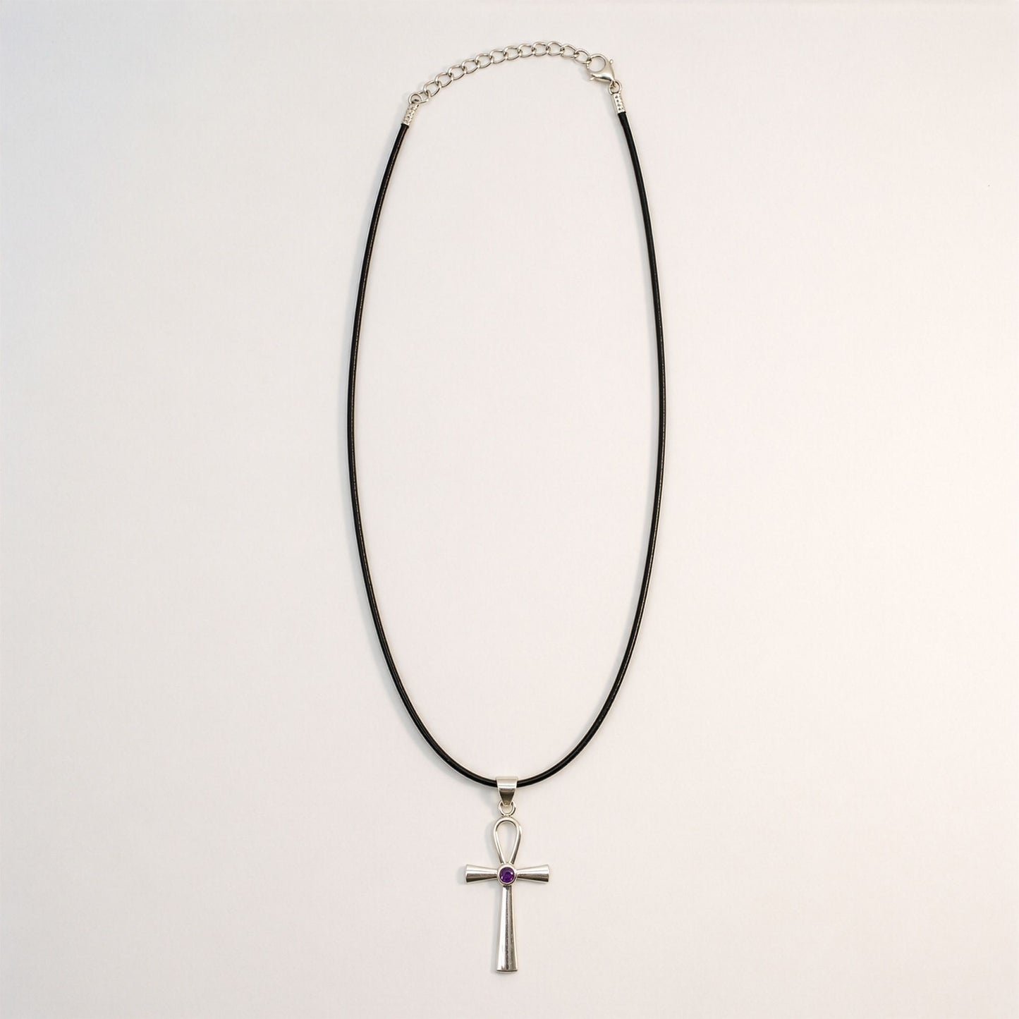 Indian Devotional Pendant - Silver Plated (45cm Cord)- Ankh Symbol of Eternal Life