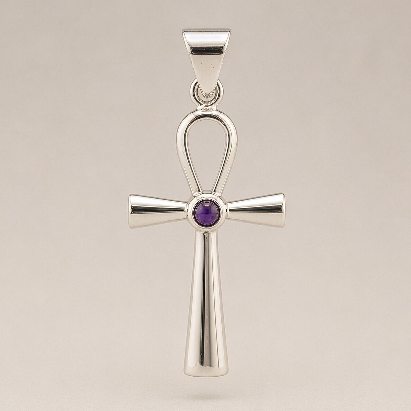 Indian Devotional Pendant - Silver Plated (45cm Cord)- Ankh Symbol of Eternal Life