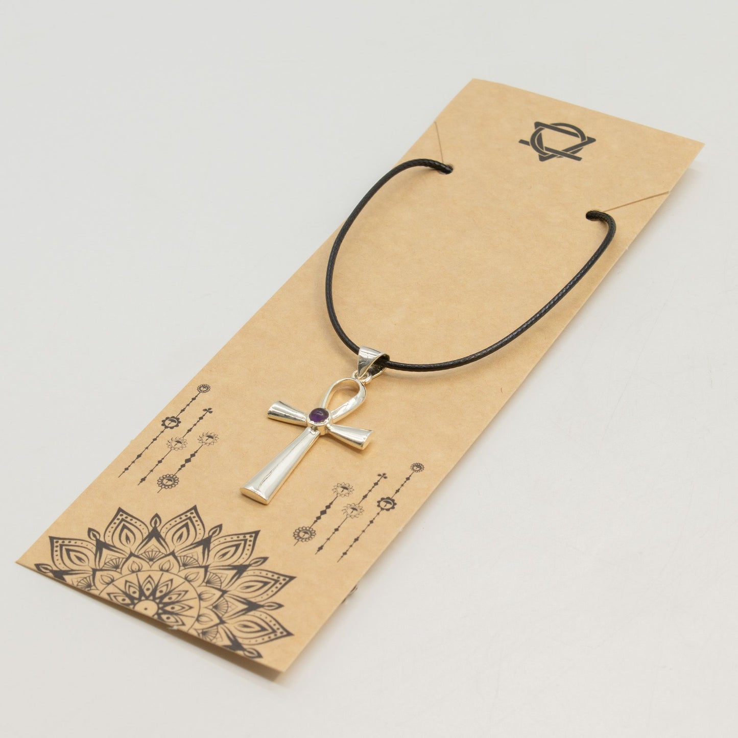 Indian Devotional Pendant - Silver Plated (45cm Cord)- Ankh Symbol of Eternal Life
