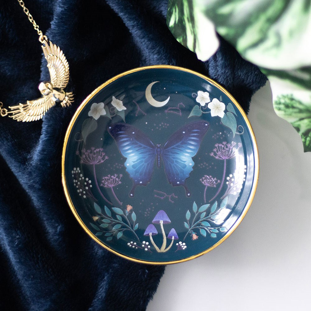 Round Midnight Moth Trinket Dish