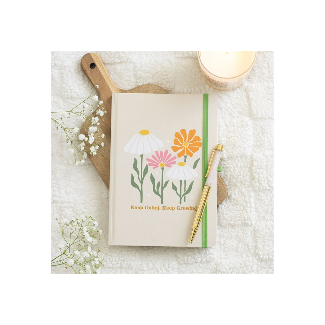 Keep Going, Keep Growing A5 Notebook with Rose Quartz Pen