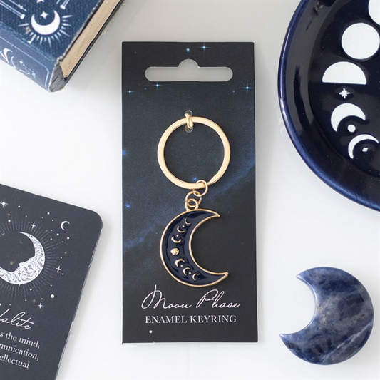 Blue Moon Phase Crescent Moon Keyring