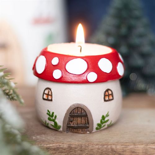 Mushroom House Resin Tealight Holder