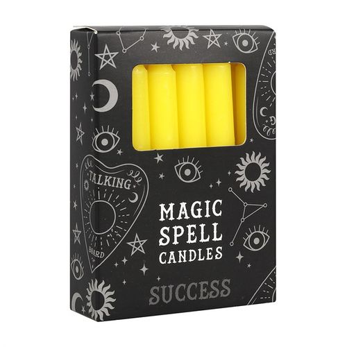 Set of 12 Yellow 'Success' Spell Candles